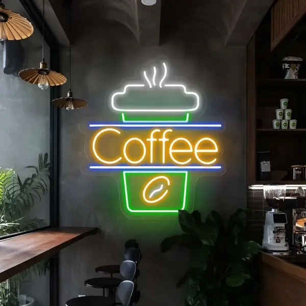 تابلو نئون کافی خاص فونت و لیوان COFFEE
