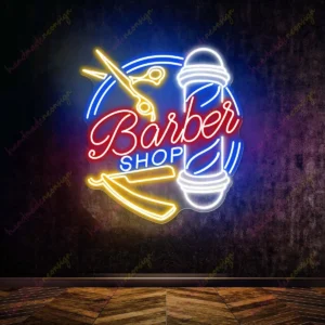 تابلو نئون آرایشگاه مردانه مدل تصویر Barber Shop
